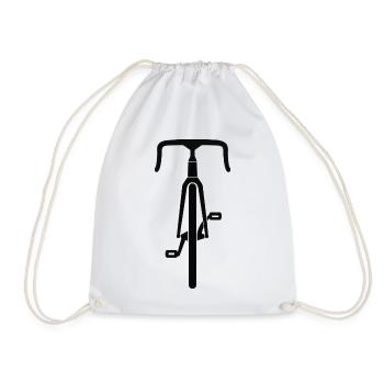 Road Bike Silhouette Front View Black - Drawstring Bag - white - Front