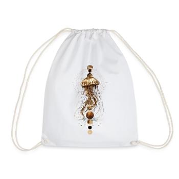 Boho Jellyfish with Moon Phases – Mystical Design - Drawstring Bag - white - Front