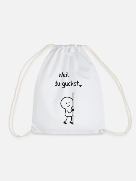 Weil du guckst. – Strichfiguren-Design mit Herz - Turnbeutel - Weiß
