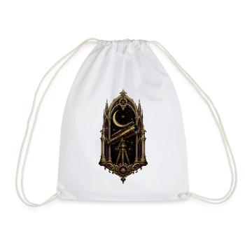 Gothic Telescope Cathedral Astronomy Art - Drawstring Bag - white - Front