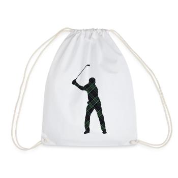 Tartan-Golfer-Schwung-Silhouette - Turnbeutel - Weiß - Vorne