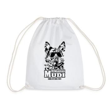HUNGARIAN MUDI coolest dog ever Dog saying dogs - Drawstring Bag - white - Front