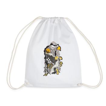 Koi Water Dream in Line Art - Drawstring Bag - white - Front