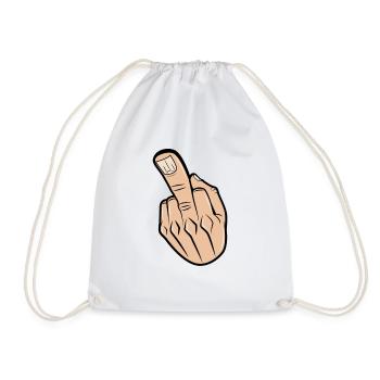 middle finger - Drawstring Bag - white - Front