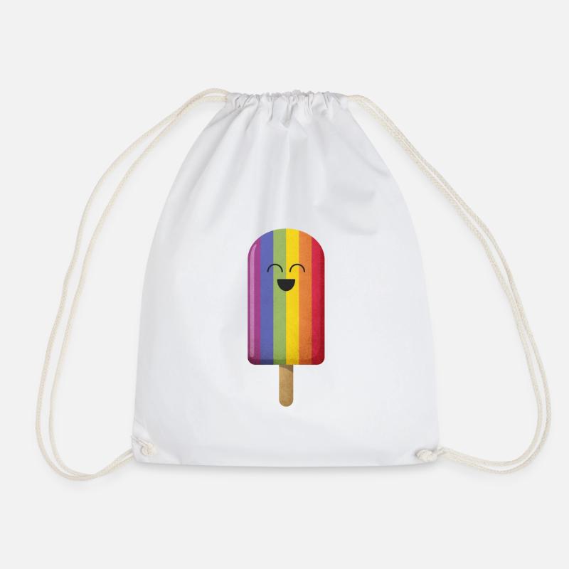Rainbow ice vertical - Drawstring Bag - white