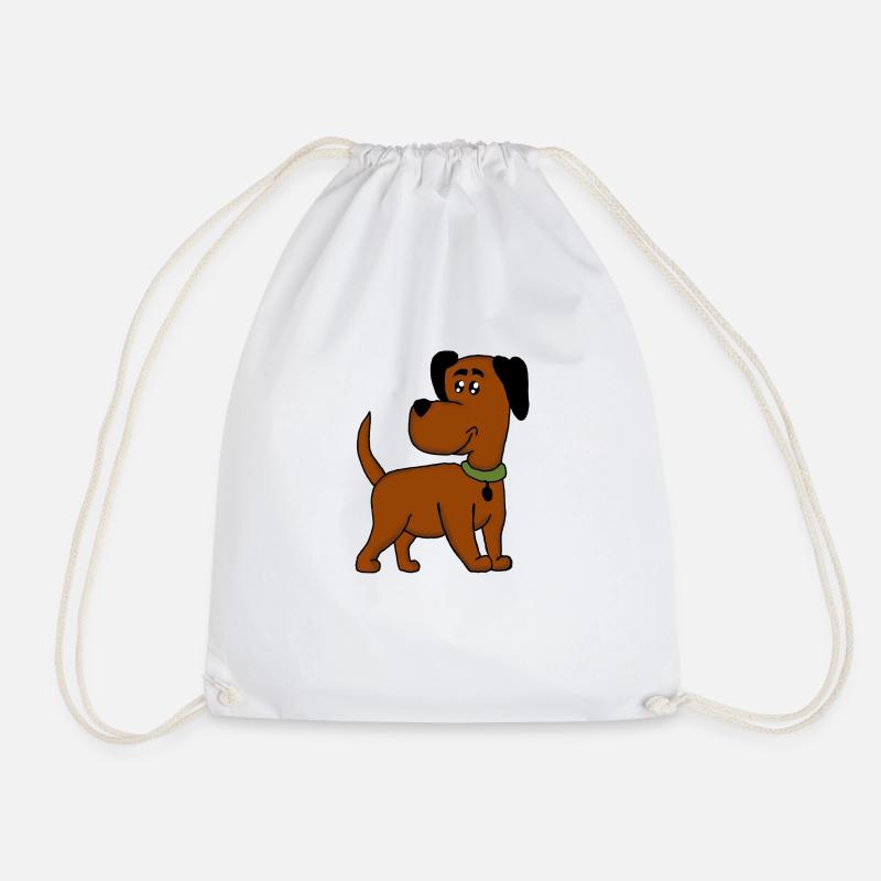 Cute dog brown - Drawstring Bag - white