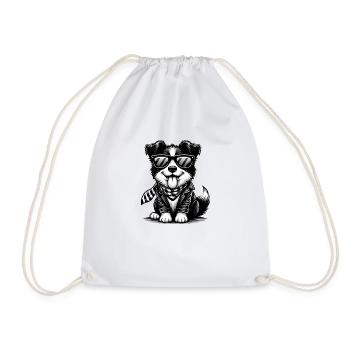 Cute dog with sunglasses - Drawstring Bag - white - Front