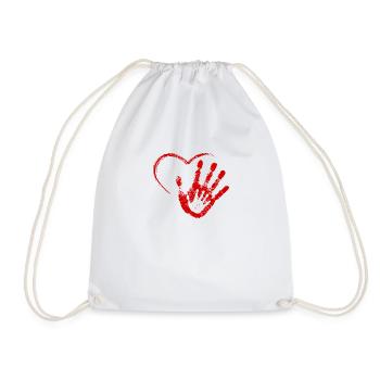 HAND IN HAND RED - Drawstring Bag - white - Front