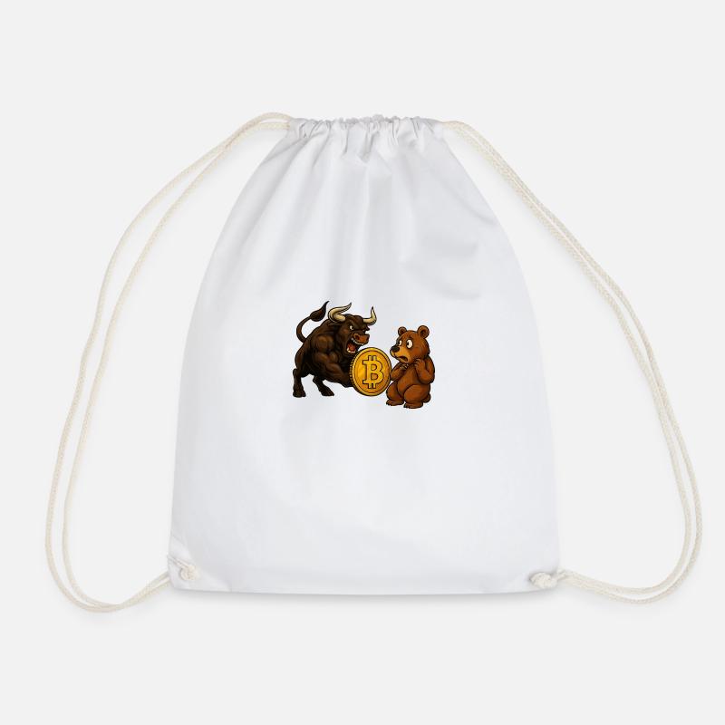 Bitcoin Bull vs. Bear - Drawstring Bag - white