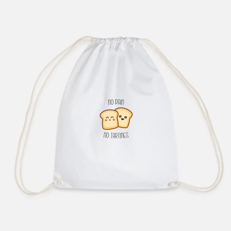 No bread no tartines - Drawstring Bag - white