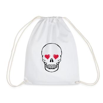skull love 002 - Drawstring Bag - white - Front