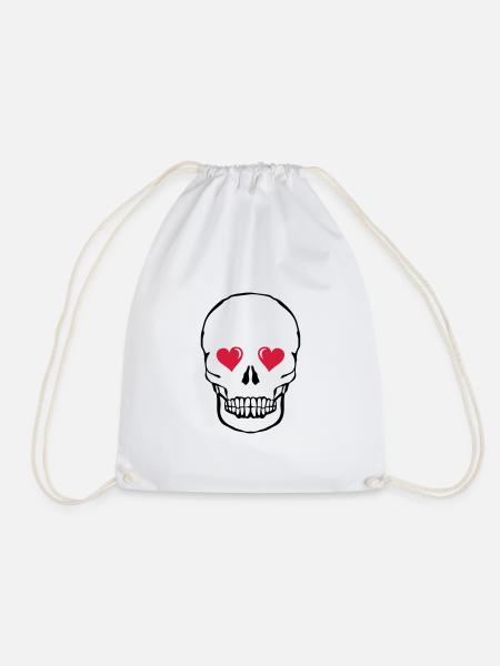 skull love 002 - Drawstring Bag - white