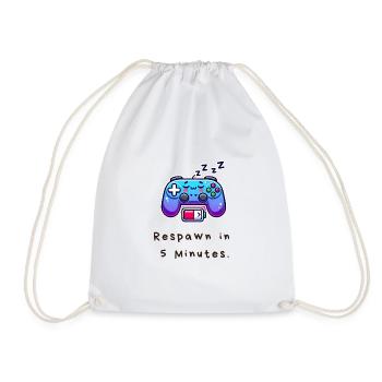 Respawn in 5 Minutes – Lustiges Gamer Shirt - Turnbeutel - Weiß - Vorne