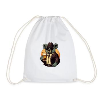 Koala with beer. Cool motif for beer lovers - Drawstring Bag - white - Front