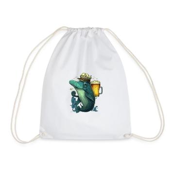 Deep Sea Fish Captain with Craft Beer - Drawstring Bag - white - Front