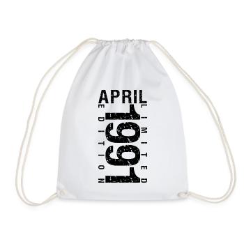 Birthday April 1991 April born in April 1991 - Drawstring Bag - white - Front