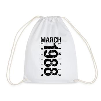 Birthday March 1988 March born in March - Drawstring Bag - white - Front