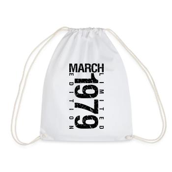 Birthday March 1979 March born in March - Drawstring Bag - white - Front