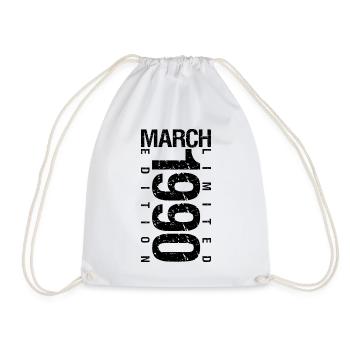 Birthday March 1990 March born in March - Drawstring Bag - white - Front