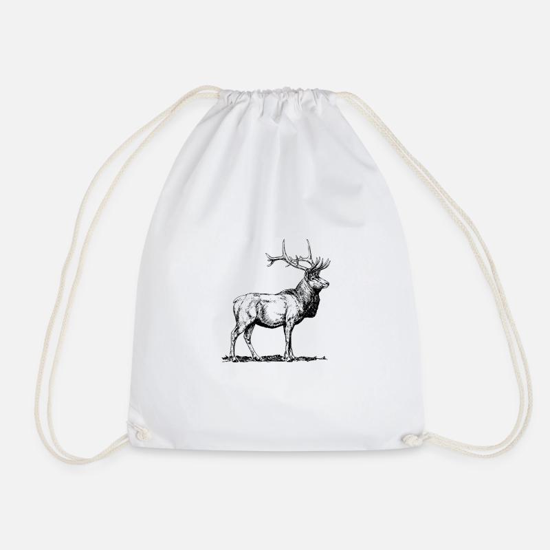 deer - Drawstring Bag - white