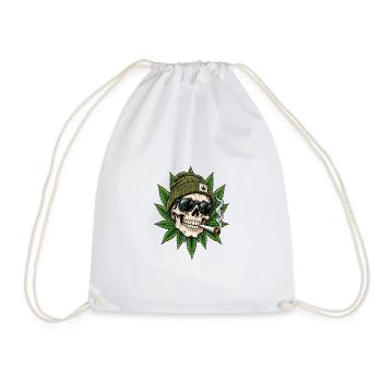 Totenkopf Cannabis Style - Turnbeutel - Weiß - Vorne