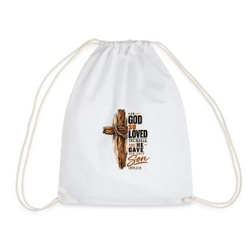 Johannes 3,16 Kreuz Jesus Liebe Christliches Shirt - Turnbeutel - Weiß - Vorne
