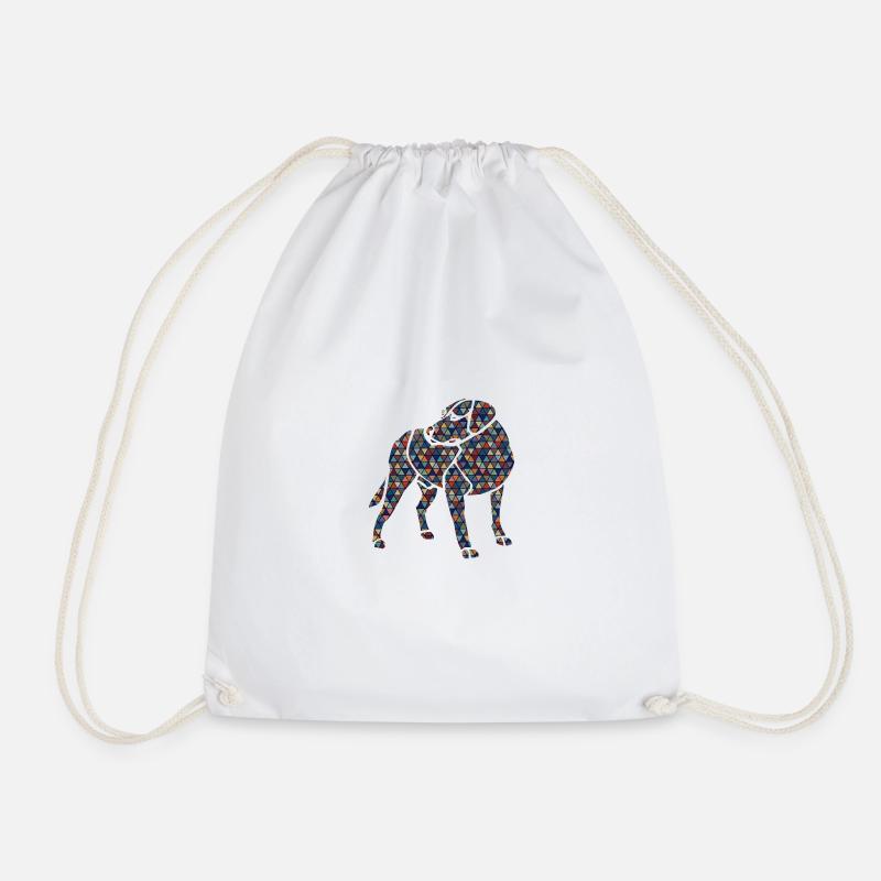 Silhouette dog triangles - Drawstring Bag - white