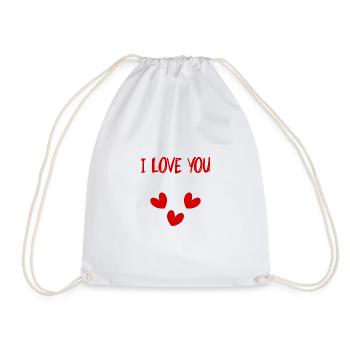I LOVE YOU. LOVE. VALENTINE'S DAY. BACHELORETTE PARTY. I LOVE YOU. - Drawstring Bag - white - Front