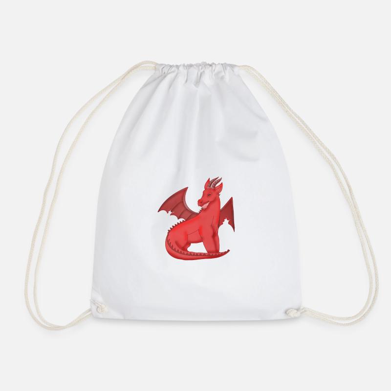 Nocturnal Red Dragon - Drawstring Bag - white