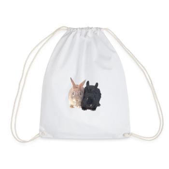 Easter Black Brown Rabbits - Drawstring Bag - white - Front