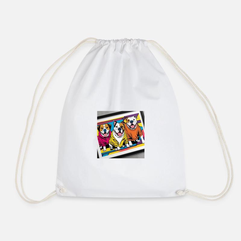Funny Dogs - Drawstring Bag - white