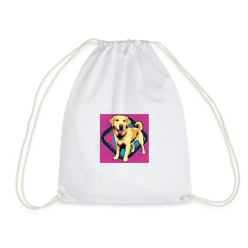 Comic Dog - Golden Retriever - Drawstring Bag - white - Front