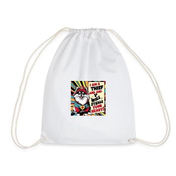 Pomeranian Dog "I am a thief" - Drawstring Bag - white - Front