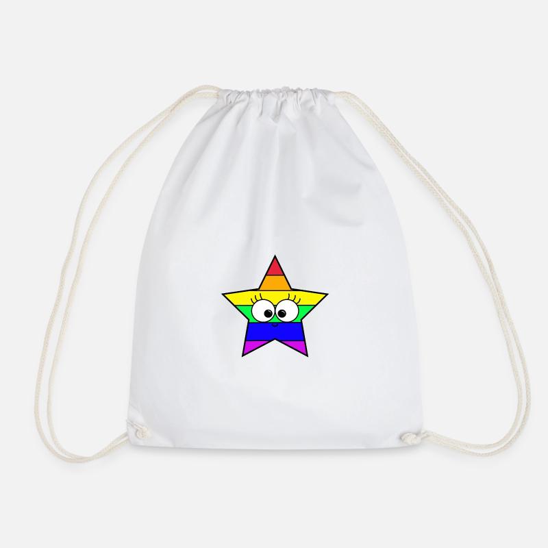 Stern Regenbogen - Turnbeutel - Weiß