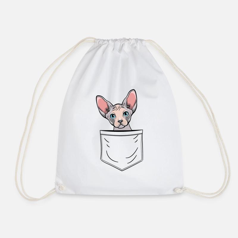 Sphynx Pocket, sphinx - Drawstring Bag - white