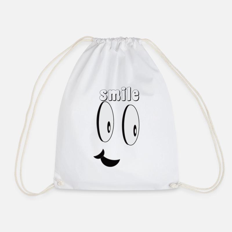 smile smile smile - Drawstring Bag - white