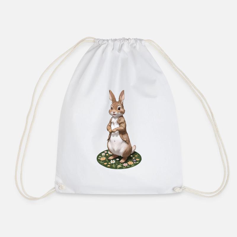 Cute bunny brown 20 - Drawstring Bag - white