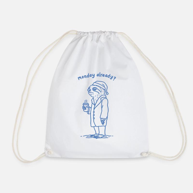 Sleepy Monday - Drawstring Bag - white
