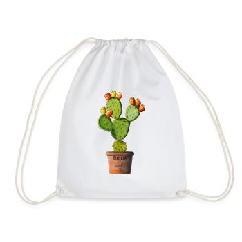 Sicily prickly pear in pots - Drawstring Bag - white - Front