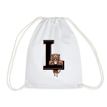 Letter l tiger - gift idea - Drawstring Bag - white - Front