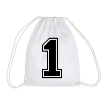 1 number rugby football - Drawstring Bag - white - Front