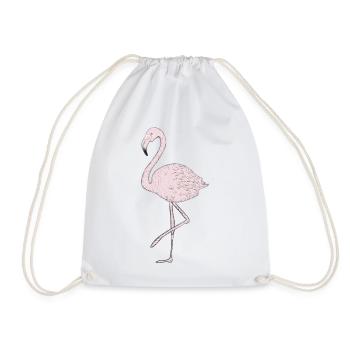 filigree flamingo drawing in delicate colors - Drawstring Bag - white - Front