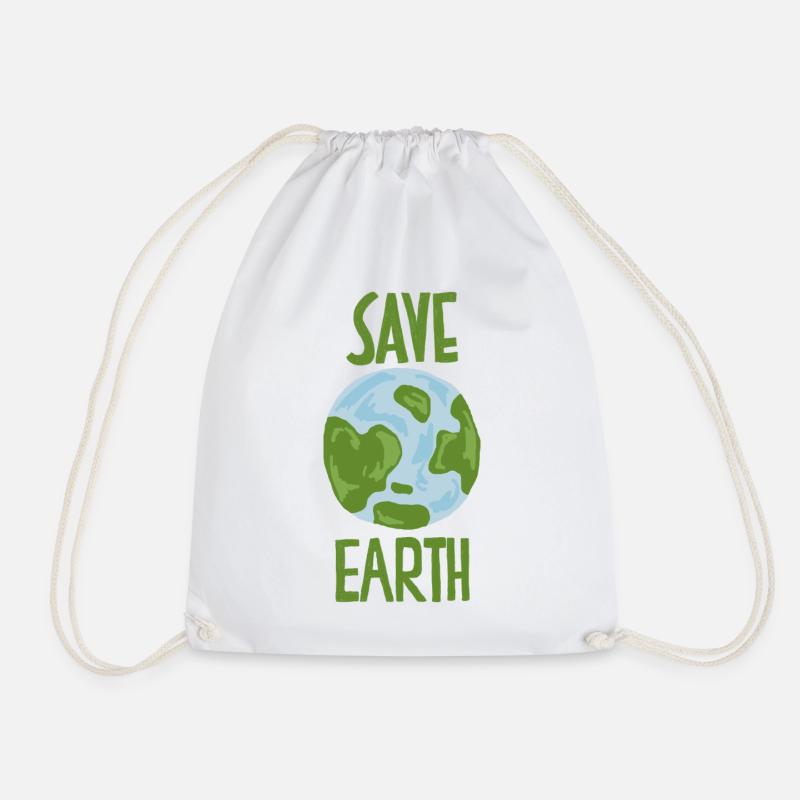 Save Earth Nachhaltig Klimawandel - Turnbeutel - Weiß