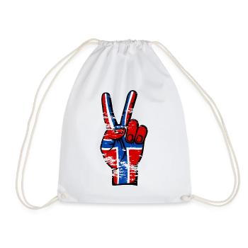 Norway Flag Peace Victory Symbol used - Drawstring Bag - white - Front