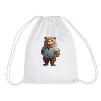 Comic Bär - Tier Design - Turnbeutel - Weiß - Vorne