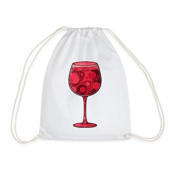 red wine wine glass - Drawstring Bag - white - Front