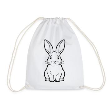 Süßer Hase Sitzen Outline Ausmalen - Turnbeutel - Weiß - Vorne