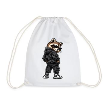 Cooler Gangster Waschbär im Streetwear Style - Turnbeutel - Weiß - Vorne