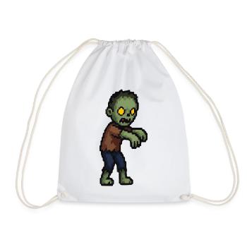 Pixelzombie mit Gelben Augen - Turnbeutel - Weiß - Vorne