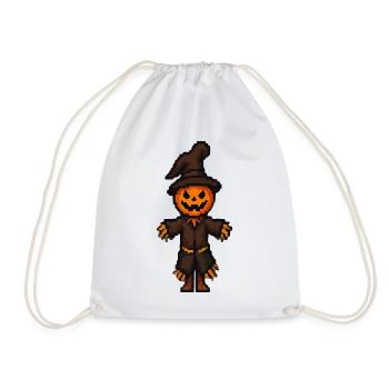 Pixel Halloween Kürbismann - Turnbeutel - Weiß - Vorne
